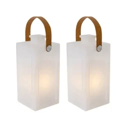 Set mit 2 Tischlampen mit weißem Flammeneffekt, wiederaufladbar, IP44 – Stard