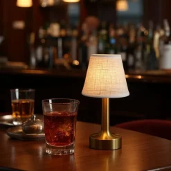 Set mit 2 Tischleuchten Gold mit Beige RGBW wiederaufladbar - Elise