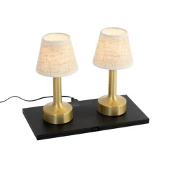 Set mit 2 Tischleuchten Gold mit Beige RGBW wiederaufladbar - Elise