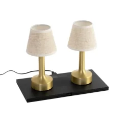 Set mit 2 Tischleuchten Gold mit Beige RGBW wiederaufladbar - Elise