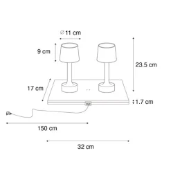 Set mit 2 Tischleuchten Gold mit Beige RGBW wiederaufladbar - Elise