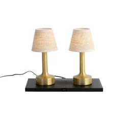 Set mit 2 Tischleuchten Gold mit Beige RGBW wiederaufladbar - Elise