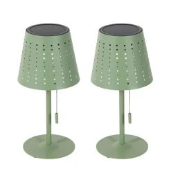 Set mit 2 Tischleuchten grün inkl. LED 3-stufig dimmbar wiederaufladbar und solarbetrieben - Ferre