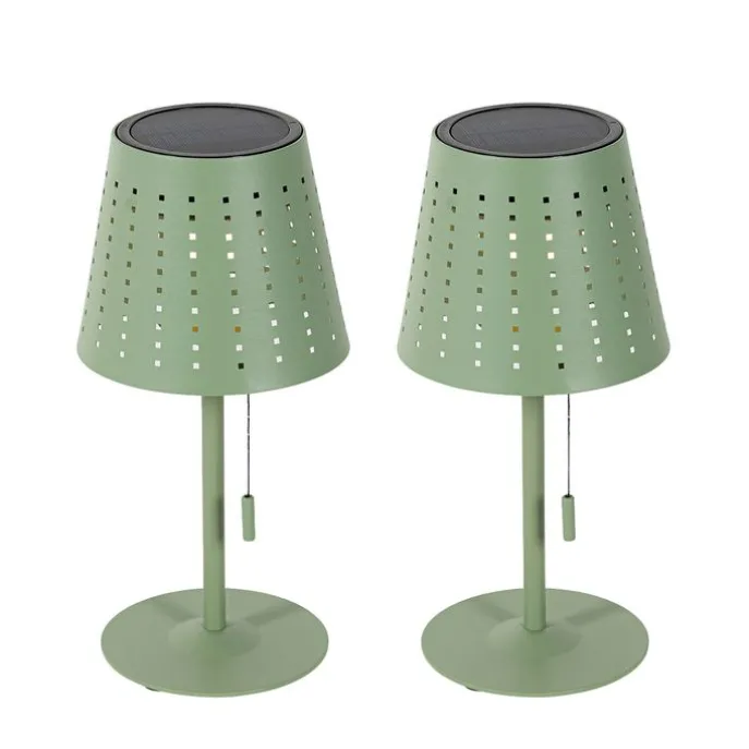 Set mit 2 Tischleuchten grün inkl. LED 3-stufig dimmbar wiederaufladbar und solarbetrieben - Ferre