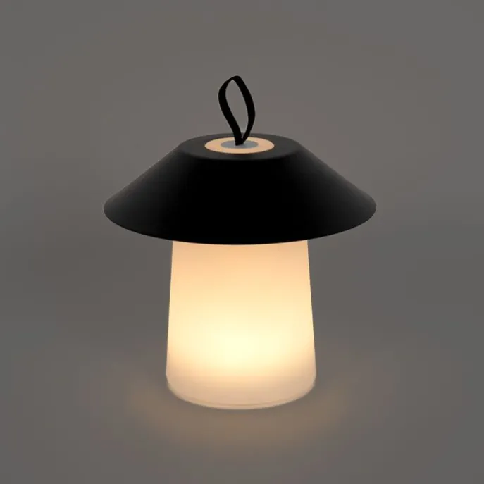 Set mit 2 Tischleuchten Pilz schwarz inkl. wiederaufladbare LED - Ivan