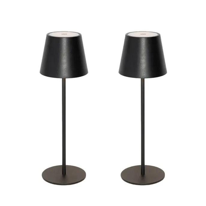 Set mit 2 Tischleuchten schwarz mit Dimmer und wiederaufladbar - Murdock