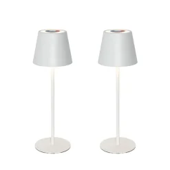 Set mit 2 Tischleuchten weiß mit Dimmer und wiederaufladbarem RGBW - Murdock