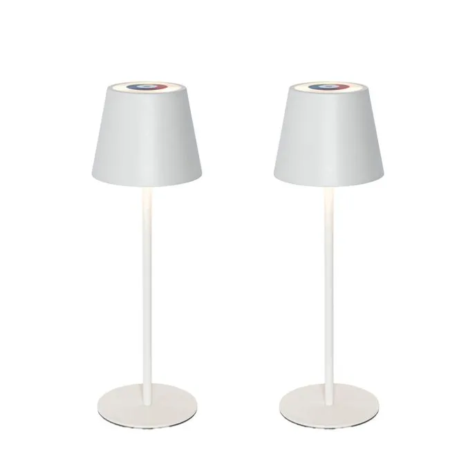 Set mit 2 Tischleuchten weiß mit Dimmer und wiederaufladbarem RGBW - Murdock