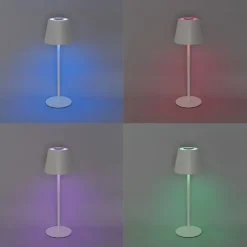 Set mit 2 Tischleuchten weiß mit Dimmer und wiederaufladbarem RGBW - Murdock