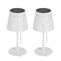 Set mit 2 Tischleuchten Weiß inkl. LED 3-stufig dimmbar wiederaufladbar und Solar - Ferre