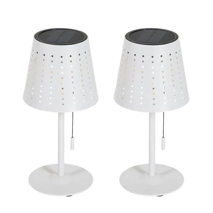 Set mit 2 Tischleuchten Weiß inkl. LED 3-stufig dimmbar wiederaufladbar und Solar - Ferre