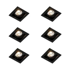 Set mit 6 verstellbaren quadratischen Einbaustrahlern schwarz - Artemis 70