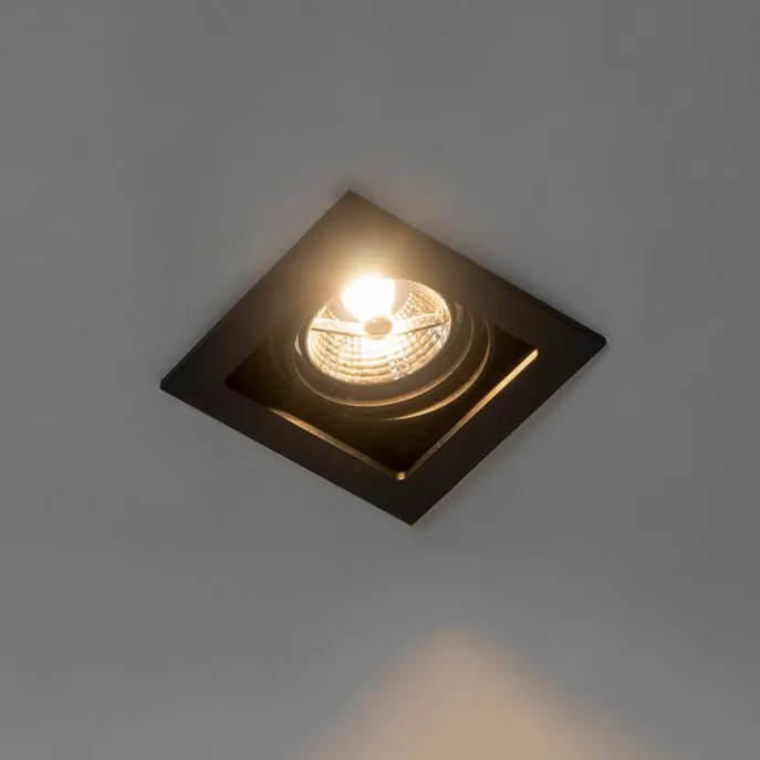 Set mit 6 verstellbaren quadratischen Einbaustrahlern schwarz - Artemis 70