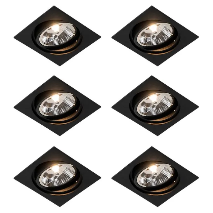 Set mit 6 verstellbaren schwarzen Einbaustrahlern - Chuck 111