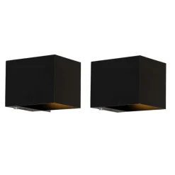 Set mit 2 Wandleuchten Schwarz mit Dimmer Wiederaufladbar - Joris