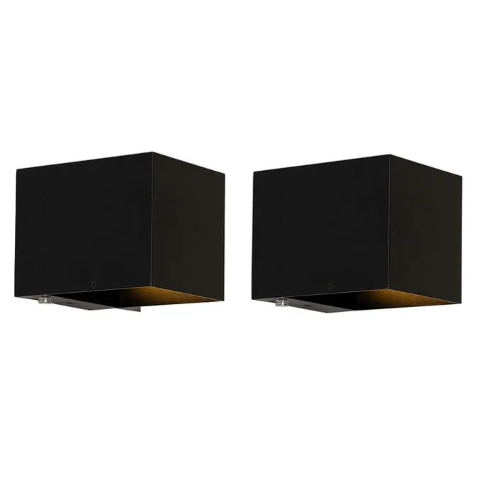 Set mit 2 Wandleuchten Schwarz mit Dimmer Wiederaufladbar - Joris