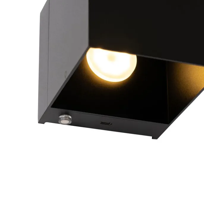 Set mit 2 Wandleuchten Schwarz mit Dimmer Wiederaufladbar - Joris