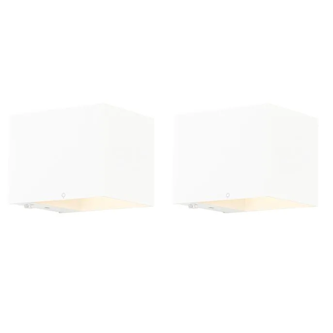 Set mit 2 Wandleuchten weiß mit Dimmer wiederaufladbar - Joris