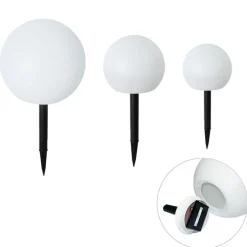 Set mit 3 weißen Außen-Stehleuchten inkl. LED Solar IP44 - Ludger