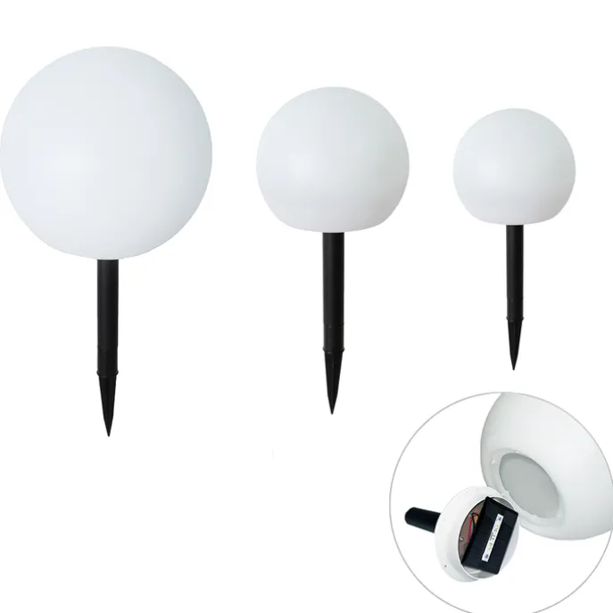 Set mit 3 weißen Außen-Stehleuchten inkl. LED Solar IP44 - Ludger