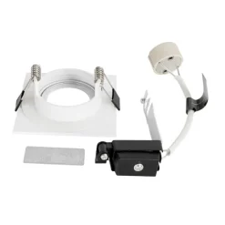 Set mit 12 weißen quadratischen GU10 Einbaustrahlern 50 mm IP44 - Xena