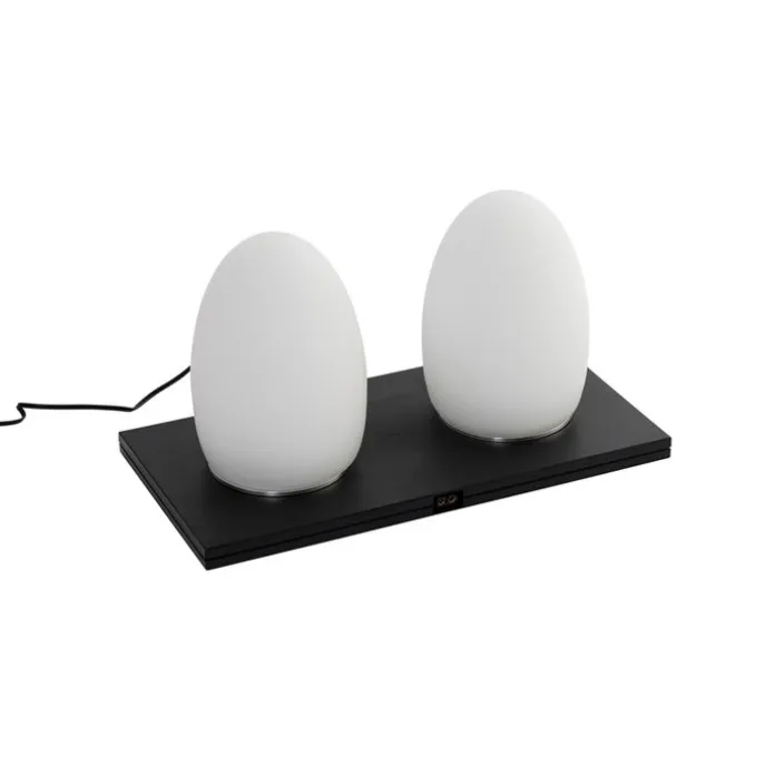 Set mit 2 weißen RGBW-wiederaufladbaren Tischleuchten - Eggo