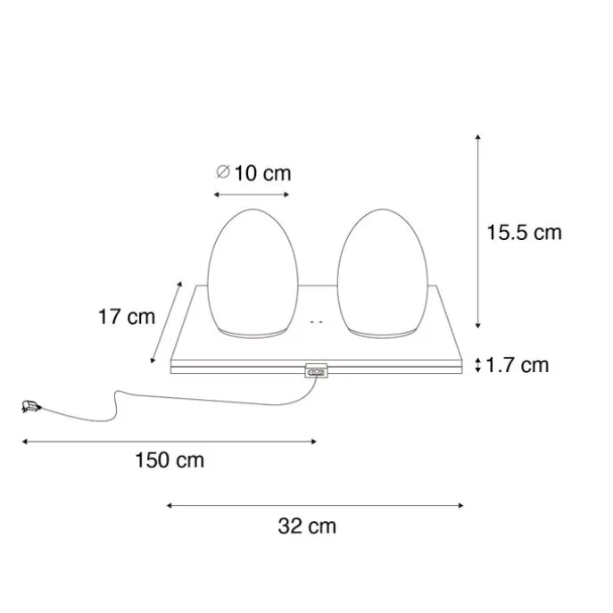 Set mit 2 weißen RGBW-wiederaufladbaren Tischleuchten - Eggo