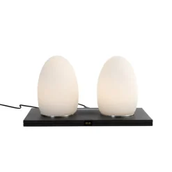 Set mit 2 weißen RGBW-wiederaufladbaren Tischleuchten - Eggo