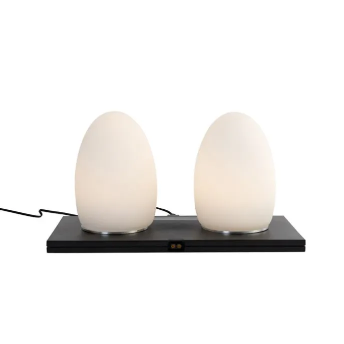 Set mit 2 weißen RGBW-wiederaufladbaren Tischleuchten - Eggo