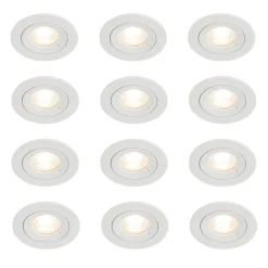 Set mit 12 weißen runden GU10 Einbauleuchten 50 mm IP44 - Xena