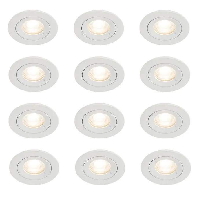 Set mit 12 weißen runden GU10 Einbauleuchten 50 mm IP44 - Xena
