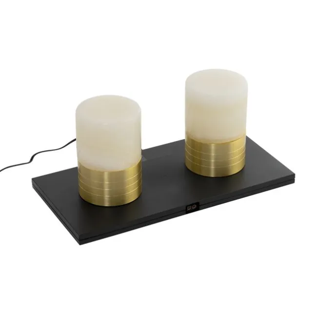 Set mit 2 wiederaufladbaren goldenen RGBW Tischleuchten - Alessia