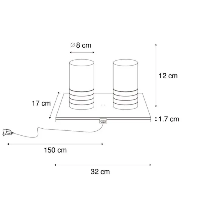 Set mit 2 wiederaufladbaren goldenen RGBW Tischleuchten - Alessia
