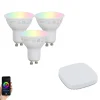 Set mit intelligenten, dimmbaren GU10-LED-Lampen 4,7 W 400 lm 2700K-6500K inkl. Zigbee Smart Hub