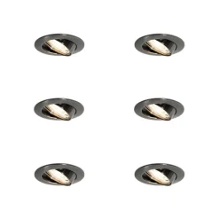 Set van 6 moderne inbouwspots gunmetal GU10 50mm rond kantelbaar - Edu