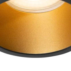 Set van 6 moderne inbouwspots zwart met goud GU10 70mm IP44 - Dept