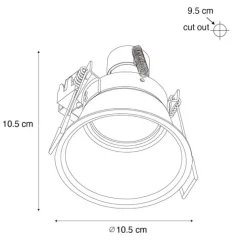 Set van 6 moderne inbouwspots zwart met goud GU10 70mm IP44 - Dept