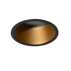 Set van 6 moderne inbouwspots zwart met goud GU10 70mm IP44 - Dept