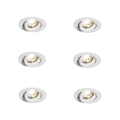 Set van 6 moderne inbouwspots wit 8,2cm incl. LED IP54 ultra slim - Pupil