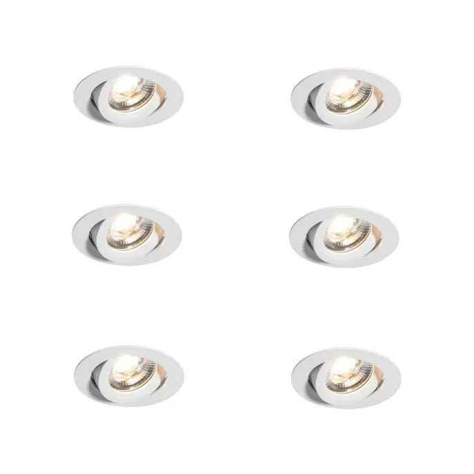 Set van 6 moderne inbouwspots wit 8,2cm incl. LED IP54 ultra slim - Pupil