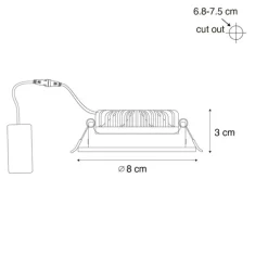 Set van 6 moderne inbouwspots wit 8,2cm incl. LED IP54 ultra slim - Pupil