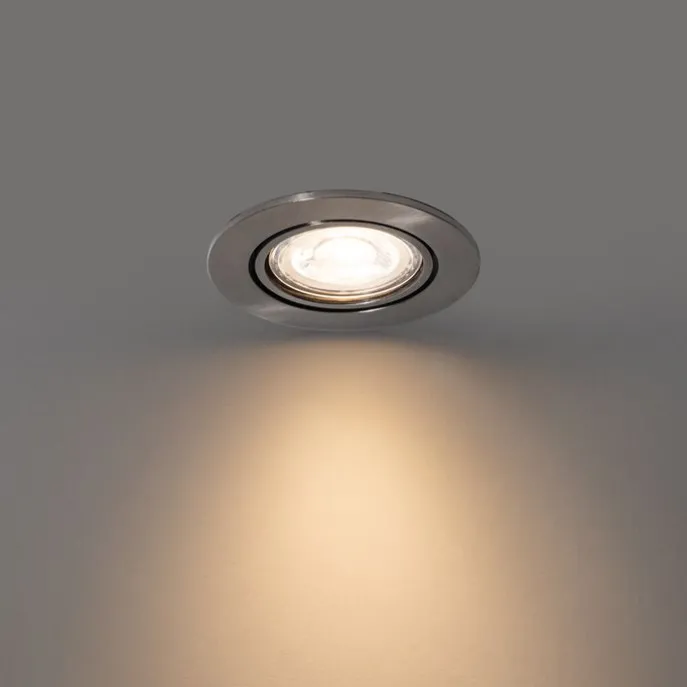 Set van 6 moderne inbouwspots gunmetal GU10 50mm rond kantelbaar - Cisco