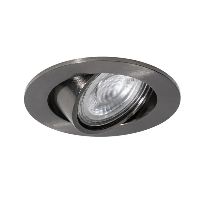 Set van 6 moderne inbouwspots gunmetal GU10 50mm rond kantelbaar - Cisco