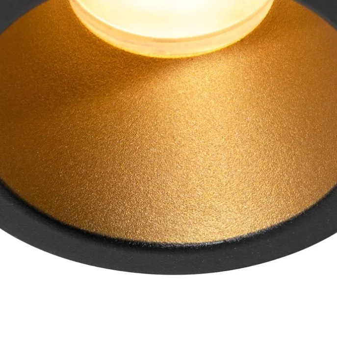 Set van 6 moderne inbouwspots zwart met goud GU10 35mm IP44 - Dept