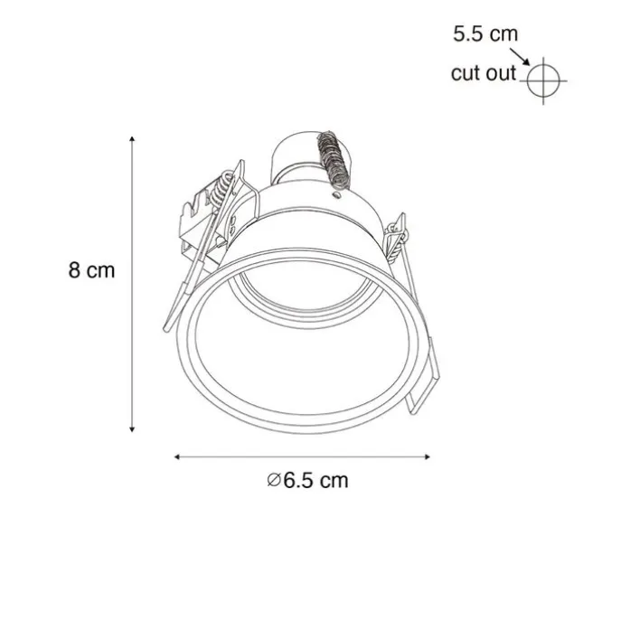 Set van 6 moderne inbouwspots zwart met goud GU10 35mm IP44 - Dept