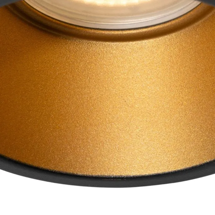 Set van 6 moderne inbouwspots zwart met goud GU10 50mm IP44 - Dept