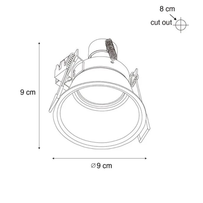 Set van 6 moderne inbouwspots zwart met goud GU10 50mm IP44 - Dept