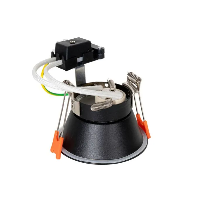 Set van 6 moderne inbouwspots zwart met goud GU10 50mm IP44 - Dept