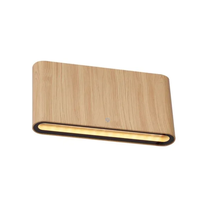 Skandinavische Außenwandleuchte Holzoptik 17,5 cm inkl. LED IP65 - Batt