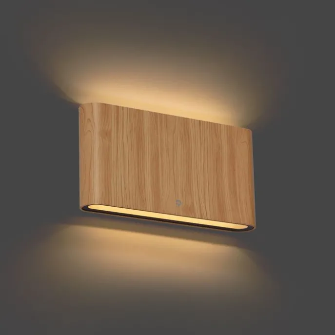 Skandinavische Außenwandleuchte Holzoptik 17,5 cm inkl. LED IP65 - Batt